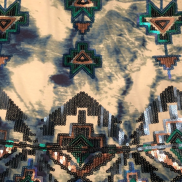 Express Blue Tie-Dye and Sequin Miniskirt - Picture 2 of 5